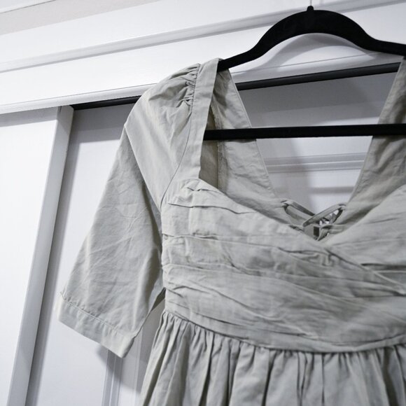 Anthropologie Forever that Girl XS Petite Sage Ruched Cross Cross Mini Dress - Picture 4 of 10